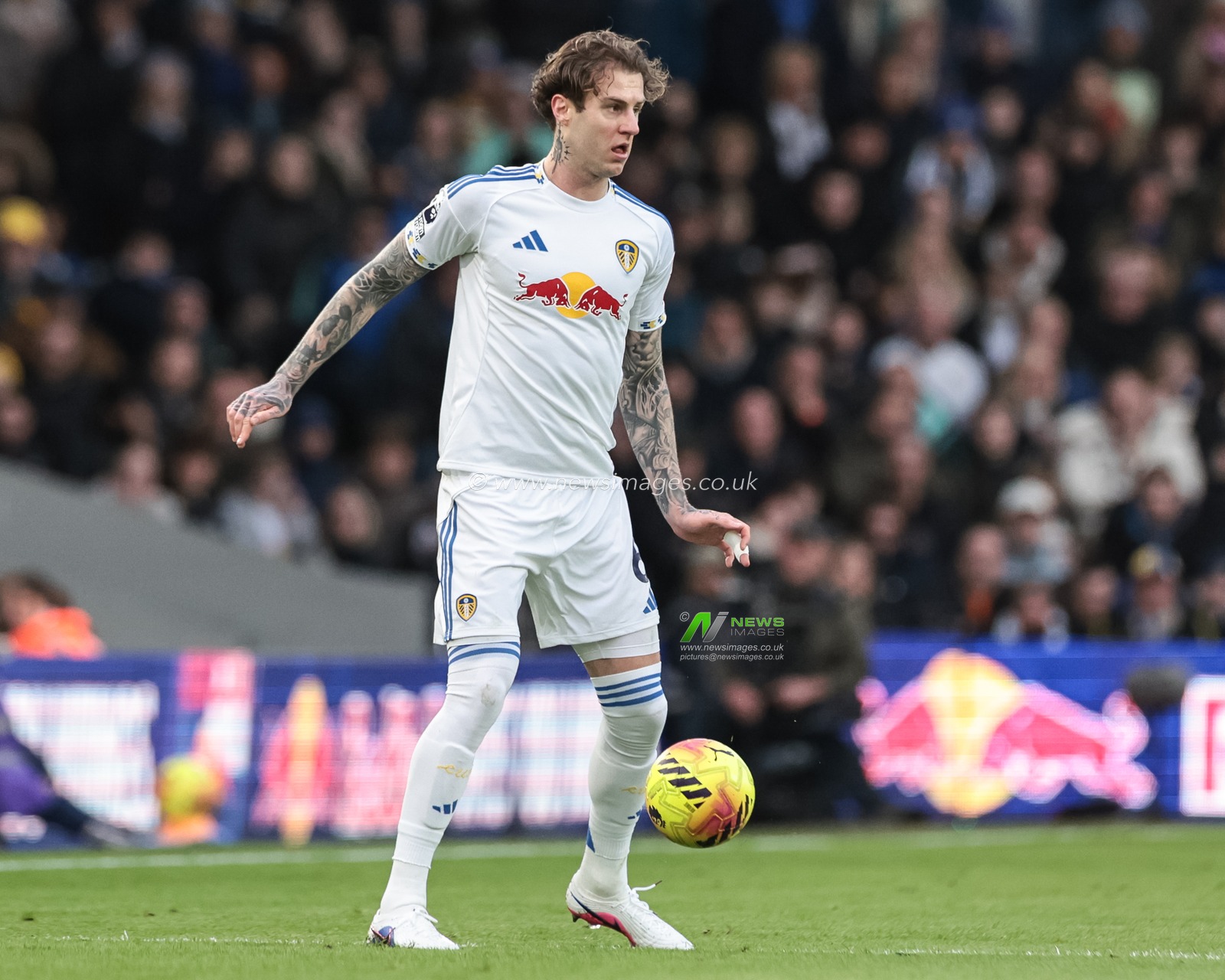 Joe Rodon of Leeds United with the ball during the Premier League match Leeds United vs Arsenal at Elland Road, Leeds, United Kingdom, 31st January 2026

(Photo by Mark Cosgrove/News Images)