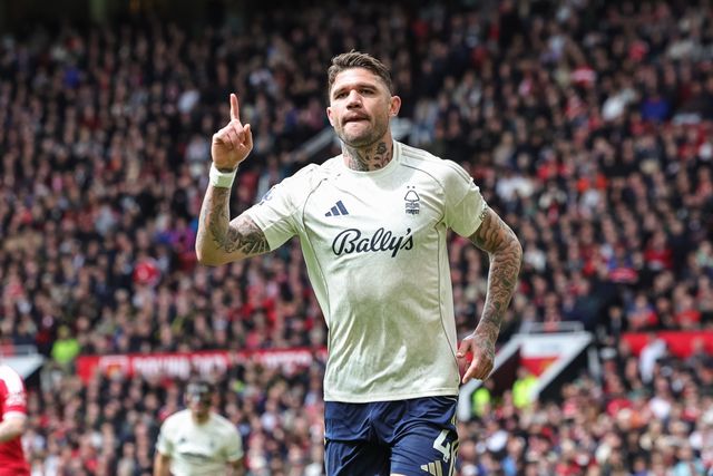 Morato of Nottingham Forest celebrates his goal to make it 1-1 during the Premier League match Manchester United vs Nottingham Forest at Old Trafford, Manchester, United Kingdom on 17 May 2026

(Photo by Mark Cosgrove/News Images)