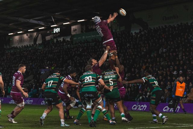 Ernst van Rhyn of Sale Sharks during the Gallagher Premiership match Northampton Saints vs Sale Sharks at Cinch Stadium at Franklin's Gardens, Northampton, United Kingdom, 20th December 2025

(Photo by Craig Evans/News Images)

*** GER AUT SUI OUT ***