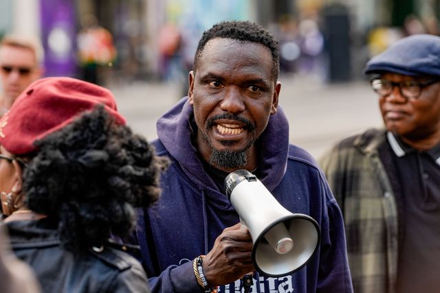Blessed Mhlanga UK-based as Zimbabweans gather outside the Zimbabwe Embassy in London on 18 April 2026 to protest the Constitution of Zimbabwe Amendment (No. 3) Bill, which critics say would extend President Mnangagwa’s rule until 2030 and strip citizens of the direct vote for president.

(Photo by Maynard Manyowa/News Images)