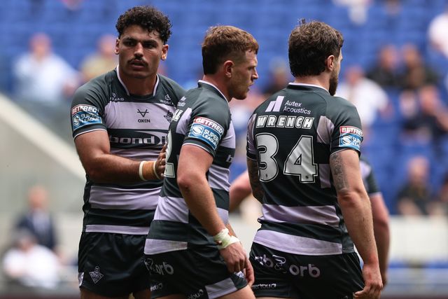 Olly Russell of Huddersfield Giants celebrates his try during the Betfred Super League Magic Weekend match Huddersfield Giants vs York Knights at Hill Dickinson Stadium, Liverpool, United Kingdom on 04 July 2026

(Photo by Alfie Cosgrove/News Images)