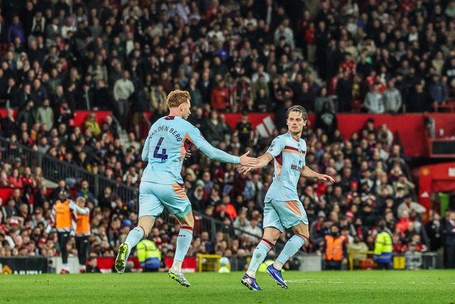 Mathias Jensen of Brentford celebrates his goal to make it 2-1 during the Premier League match Manchester United vs Brentford at Old Trafford, Manchester, United Kingdom on 27 April 2026

(Photo by Mark Cosgrove/News Images)