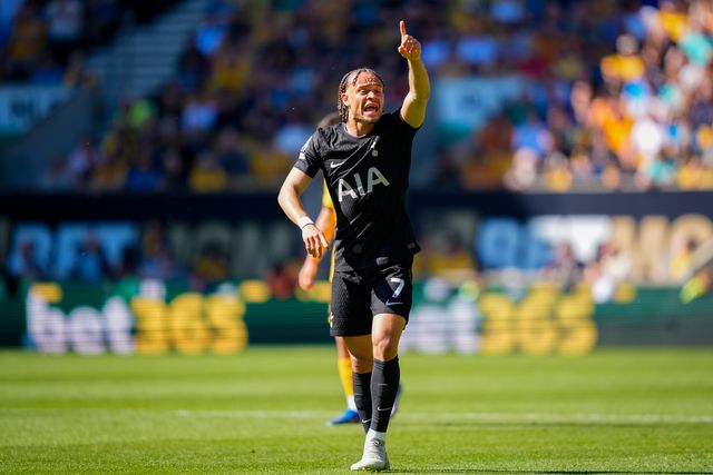 Xavi Simons of Tottenham Hotspur reacts after a missed chance on goal  during the Premier League match Wolverhampton Wanderers vs Tottenham Hotspur at Molineux, Wolverhampton, United Kingdom on 25 April 2026

(Photo by Maynard Manyowa/News Images)