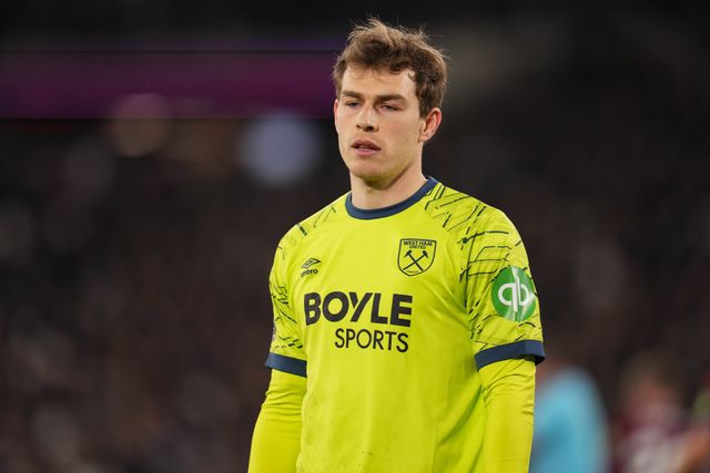 West Ham United goalkeeper Mads Hermansen during the Premier League match West Ham United vs Manchester City at London Stadium, London, United Kingdom on 14 March 2026

(Photo by Harvey Murphy/News Images)