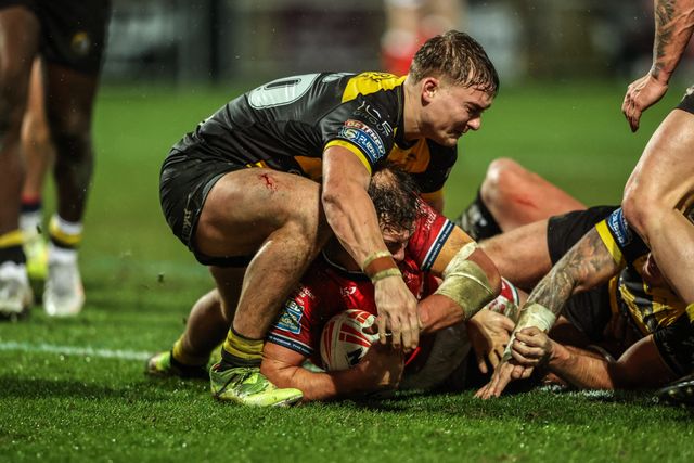 Jai Whitbread of Hull KR goes over for a try during the Betfred Super League Round 1 match York Knights vs Hull KR at LNER Community Stadium, Lincoln, United Kingdom on 12 February 2026

(Photo by Alfie Cosgrove/News Images)