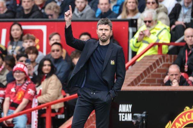 Michael Carrick manager of Manchester United reacts in the technical area during the Premier League match Manchester United vs Liverpool at Old Trafford, Manchester, United Kingdom on 03 May 2026

(Photo by Mark Cosgrove/News Images)