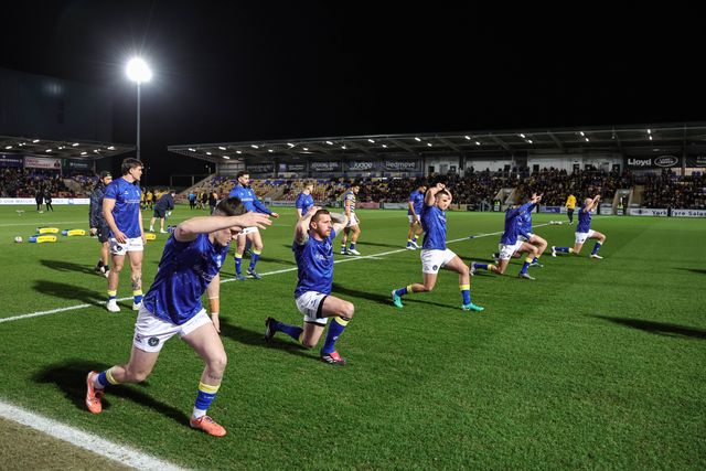 Warrington players in the pre-game warm up during the Betfred Super League Round 4 match York Knights vs Warrington Wolves at LNER Community Stadium, York, United Kingdom on 06 March 2026

(Photo by Mark Cosgrove/News Images)