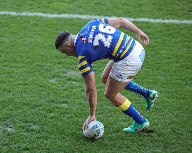 Josh Smith of Warrington Wolves goes over for a try during the Betfred Challenge Cup round 4 match Goole Vikings vs Warrington Wolves at The Halliwell Jones Stadium, Warrington, United Kingdom on 14 March 2026

(Photo by Mark Cosgrove/News Images)