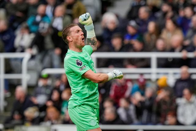 Everton goalkeeper Jordan Pickford celebrates Beto of Everton scoring a goal to make it  during the Premier League match Newcastle Untied vs Everton at St. James's Park, Newcastle, United Kingdom on 28 February 2026

(Photo by Maynard Manyowa/News Images)