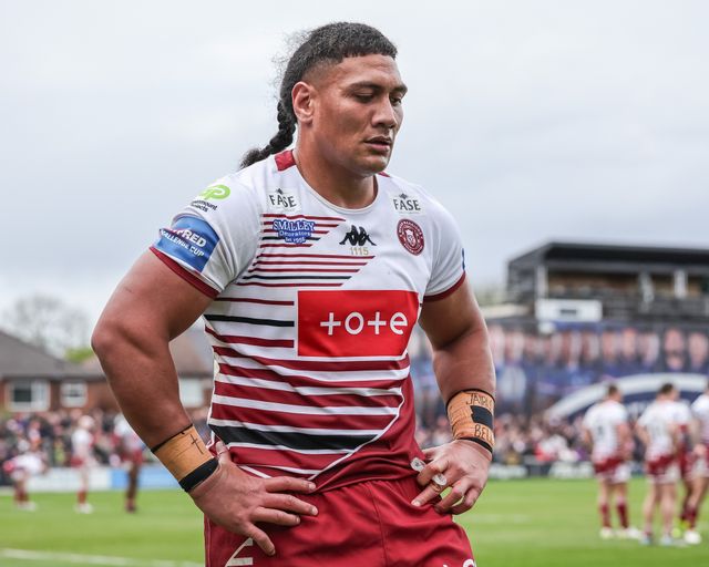 Patrick Mago of Wigan Warriors during the Betfred Challenge Cup Quarter Final match Wakefield Trinity vs Wigan Warriors at DIY Kitchens Stadium, Wakefield, United Kingdom on 12 April 2026

(Photo by Mark Cosgrove/News Images)