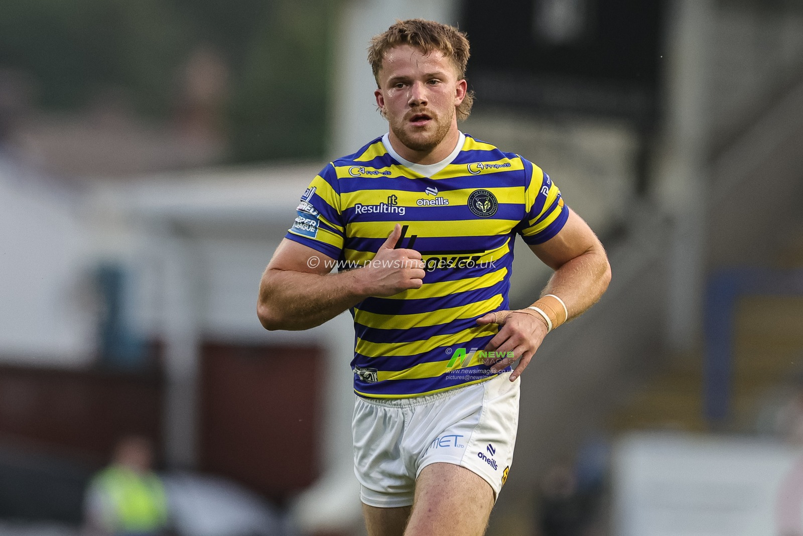 Luke Thomas of Warrington Wolves during the Betfred Super League round 23 match Warrington Wolves vs York Knights at The Halliwell Jones Stadium, Warrington, United Kingdom on 13 August 2026

(Photo by Mark Cosgrove/News Images)