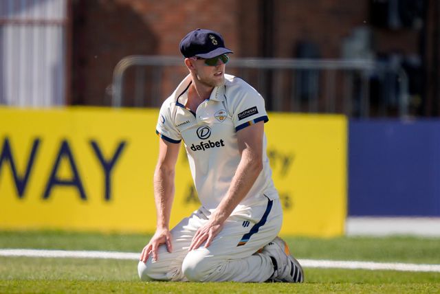 Zak Chappell during the County Championship Division Two Derbyshire vs Gloucestershire at The Central Co-Op County Ground, Derby, United Kingdom on 24 April 2026

(Photo by Maynard Manyowa/News Images)
