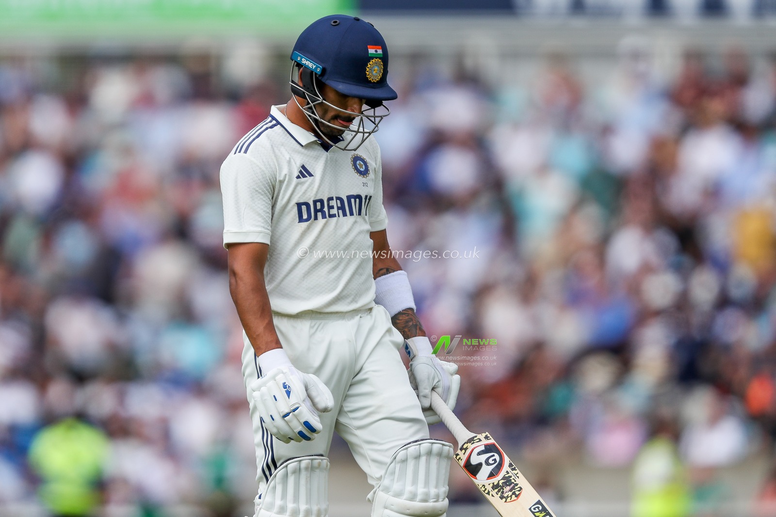 Dhruv Jurel of India looks dejected following his dismissal during the 5th Rothesay Test Match Day 3 England vs India at The Kia Oval, London, United Kingdom, 2nd August 2025

(Photo by Izzy Poles/News Images)