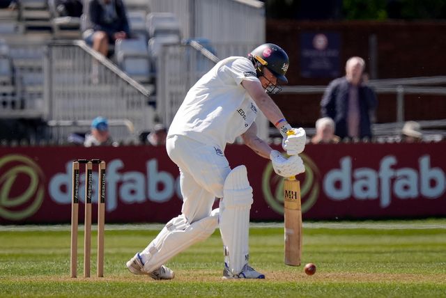 Miles Hammond drives the ball during the County Championship Division Two Derbyshire vs Gloucestershire at The Central Co-Op County Ground, Derby, United Kingdom on 24 April 2026

(Photo by Maynard Manyowa/News Images)