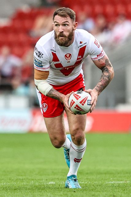 Daryl Clark of St. Helens breaks with the ball during the Betfred Super League round 16 match St Helens vs Salford Red Devils at Totally Wicked Stadium, St Helens, United Kingdom, 29th June 2025

(Photo by Alfie Cosgrove/News Images)