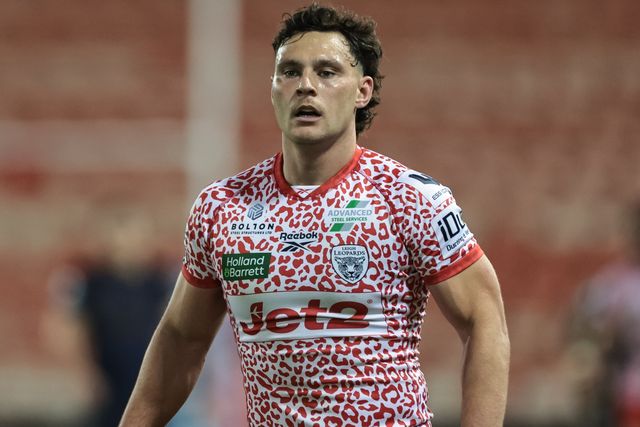 Lachlan Lam of Leigh Leopards during the Betfred Super League Round 23 match Leigh Leopards vs Salford Red Devils at Leigh Sports Village, Leigh, United Kingdom, 22nd August 2025

(Photo by Mark Cosgrove/News Images)