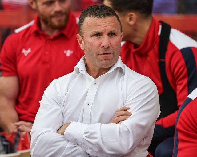 Willie Peters head coach of Hull KR looks on in the pre-game warm up during the Betfred Super League round 12 match Hull KR vs Wigan Warriors at Sewell Group Craven Park, Hull, United Kingdom on 21 May 2026

(Photo by Mark Cosgrove/News Images)