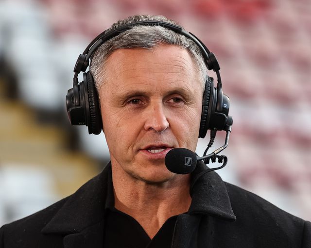 Paul Rowley head coach of Salford Red Devils is guest speaker on Sky Sports Rugby League during the Betfred Super League Round 26 match Leigh Leopards vs St Helens at Leigh Sports Village, Leigh, United Kingdom, 12th September 2025

(Photo by Mark Cosgrove/News Images)