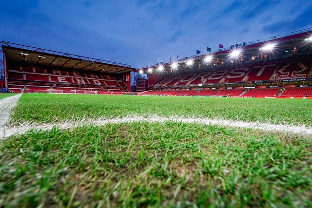 A general view of the pitch and stands during the UEFA Europa League 
Knockout Round Play-offs match Nottingham Forest vs Fenerbahce at City Ground, Nottingham, United Kingdom on 26 February 2026

(Photo by Maynard Manyowa/News Images)