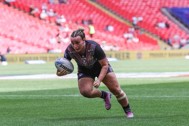 Lucy McColm goes over for a try during the Betfred Women's Challenge Cup Final Wigan Warriors vs St Helens at Wembley Stadium, London, United Kingdom on 30 May 2026

(Photo by Mark Cosgrove/News Images)