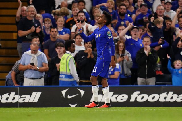 Estevao of Chelsea celebrates his goal during the Carabao Cup round 2 match Chelsea vs Luton Town at Stamford Bridge, London, United Kingdom on 27 August 2026

(Photo by Harvey Murphy/News Images)