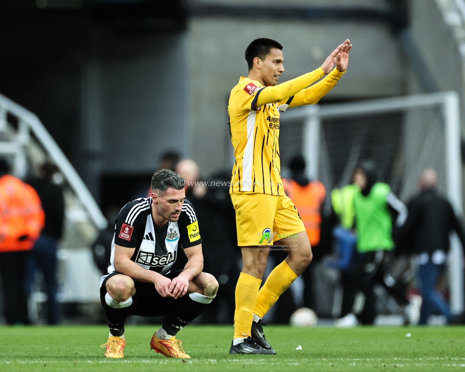 A dejected Fabian SchÃ¤r of Newcastle United reacts to his team's loss after the Emirates FA Cup 5th Round Newcastle United vs Brighton and Hove Albion at St. James's Park, Newcastle, United Kingdom, 2nd March 2025

(Photo by Mark Cosgrove/News Images)