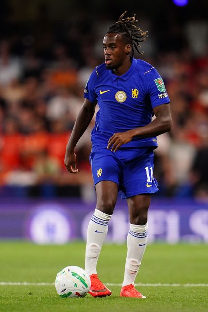 Jamie Gittens of Chelsea with the ball during the Carabao Cup round 2 match Chelsea vs Luton Town at Stamford Bridge, London, United Kingdom on 27 August 2026

(Photo by Harvey Murphy/News Images)