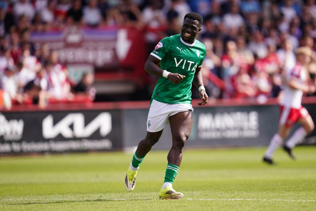Adama Sidibeh of Stockport County during the Sky Bet League One Playoffs Semi-Final match Stevenage vs Stockport County at Lamex Stadium, Stevenage, United Kingdom on 09 May 2026

(Photo by Harvey Murphy/News Images)
