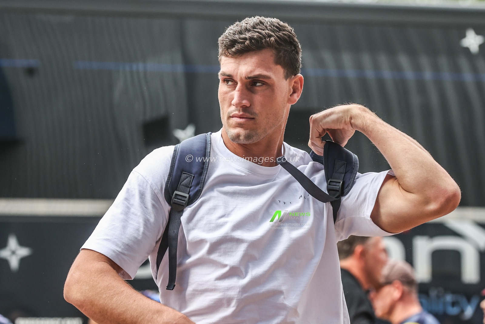 Sam Stone of Warrington Wolves arrives during the Betfred Super League Round 23 match Huddersfield Giants vs Warrington Wolves at Accu Stadium, Huddersfield, United Kingdom, 24th August 2025

(Photo by Alfie Cosgrove/News Images)