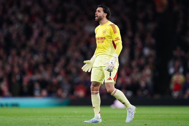 Arsenal goalkeeper David Raya during the UEFA Champions League Quarter Finals match Arsenal vs Sporting CP at Arsenal stadium, London, United Kingdom on 15 April 2026

(Photo by Harvey Murphy/News Images)