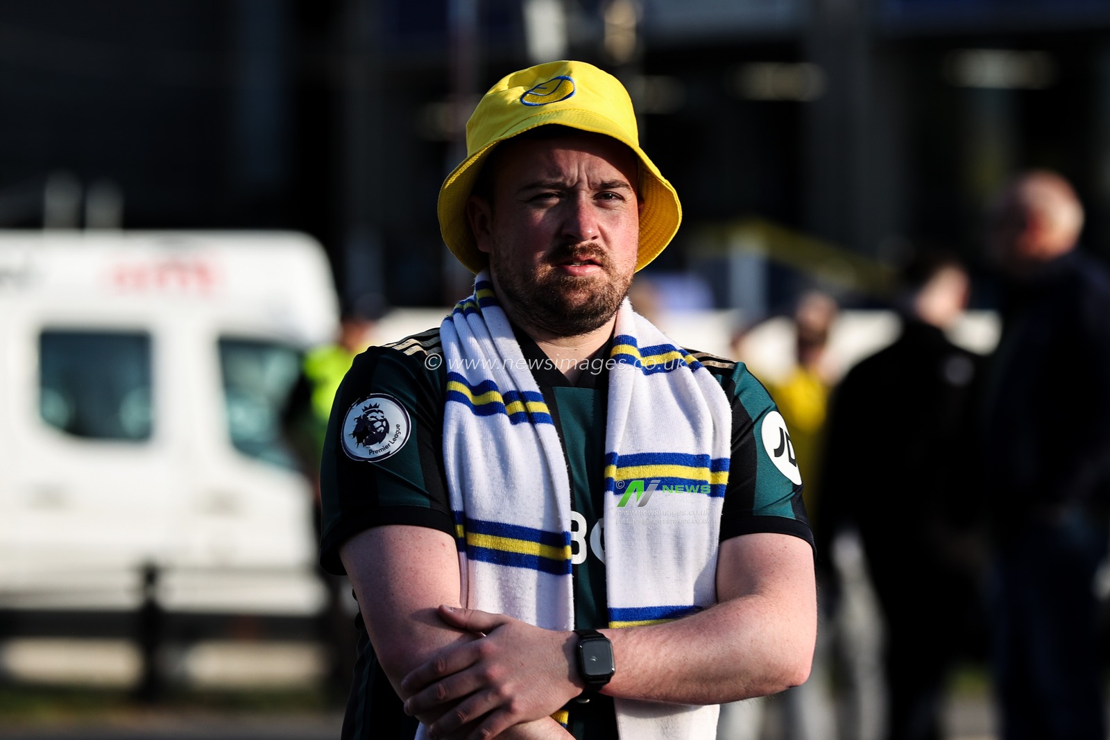 Leeds United fans make their way to the stadium ahead of the Sky Bet Championship match Leeds United vs Bristol City at Elland Road, Leeds, United Kingdom, 28th April 2025

(Photo by Alfie Cosgrove/News Images)