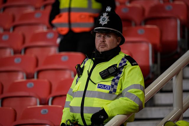 A police officer looks on during the Sky Bet Championship match Stoke City vs Millwall at Bet365 Stadium, Stoke On Trent, United Kingdom on 21 April 2026

(Photo by Maynard Manyowa/News Images)