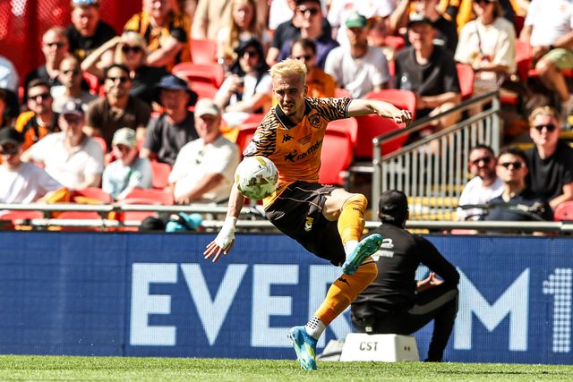 Liam Millar of Hull City controls the ball during the Sky Bet Championship Playoffs Final match Hull City vs Middlesbrough at Wembley Stadium, London, United Kingdom on 23 May 2026

(Photo by Alfie Cosgrove/News Images)