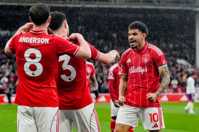 Neco Williams of Nottingham Forest celebrates his goal to make it  1-1 during the Premier League match Nottingham Forest vs Aston Villa at City Ground, Nottingham, United Kingdom on 12 April 2026

(Photo by Maynard Manyowa/News Images)