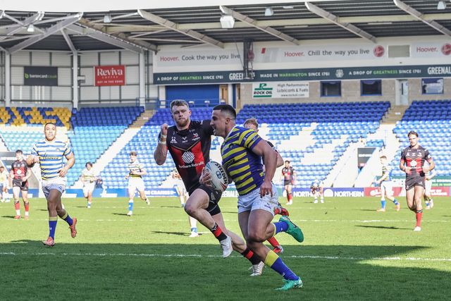Josh Smith of Warrington Wolves goes over for a try during the Betfred Challenge Cup round 4 match Goole Vikings vs Warrington Wolves at The Halliwell Jones Stadium, Warrington, United Kingdom on 14 March 2026

(Photo by Mark Cosgrove/News Images)