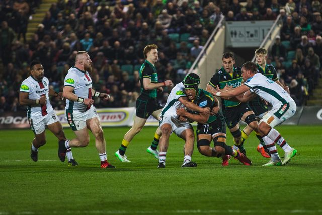Juliano Augustus breaks the line during the Gallagher Premiership match Northampton Saints vs Leicester Tigers at Cinch Stadium at Franklin's Gardens, Northampton, United Kingdom, 21st March 2025

(Photo by Craig Evans/News Images)
