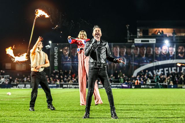 Pre-match entertainment ahead of the Betfred Super League round 5 match Wakefield Trinity vs Leigh Leopards at DIY Kitchens Stadium, Wakefield, United Kingdom on 20 March 2026

(Photo by Alfie Cosgrove/News Images)