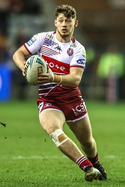 Jack Farrimond of Wigan Warriors breaks with the ball during the Betfred Super League round 5 match Wigan Warriors vs York Knights at The Brick Community Stadium, Wigan, United Kingdom on 19 March 2026

(Photo by Alfie Cosgrove/News Images)
