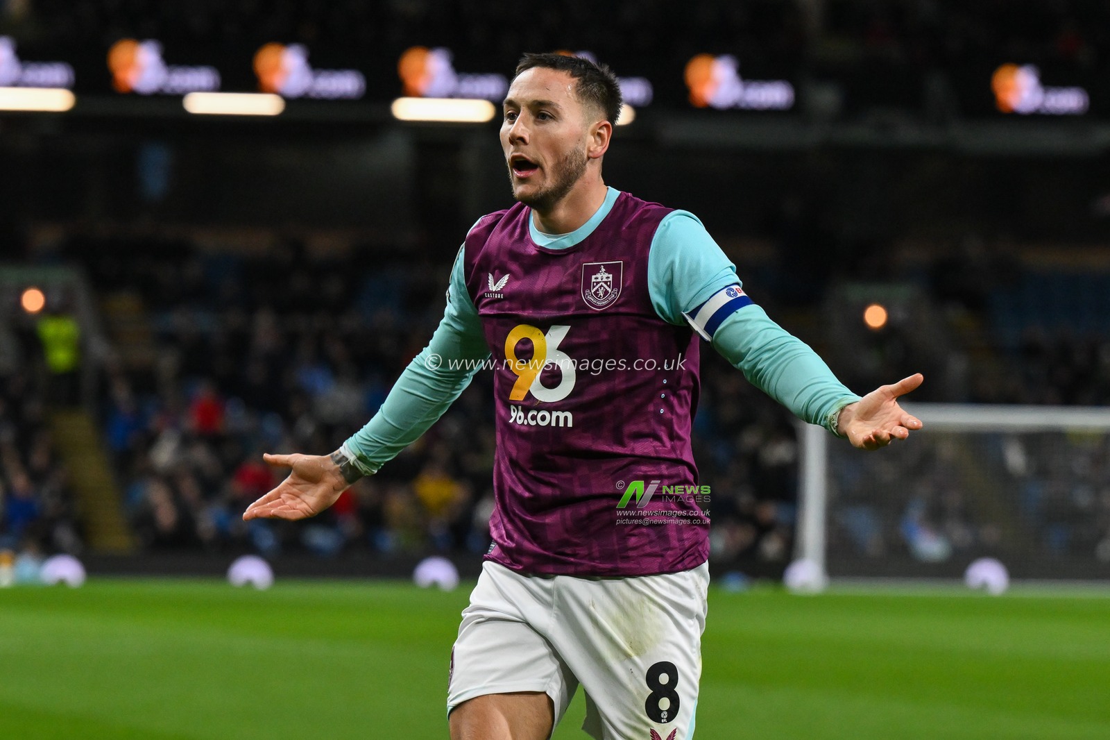 Josh Brownhill of Burnley appeals to the linesman during the Sky Bet Championship match Burnley vs Derby County at Turf Moor, Burnley, United Kingdom, 10th December 2024

(Photo by Craig Thomas/News Images)