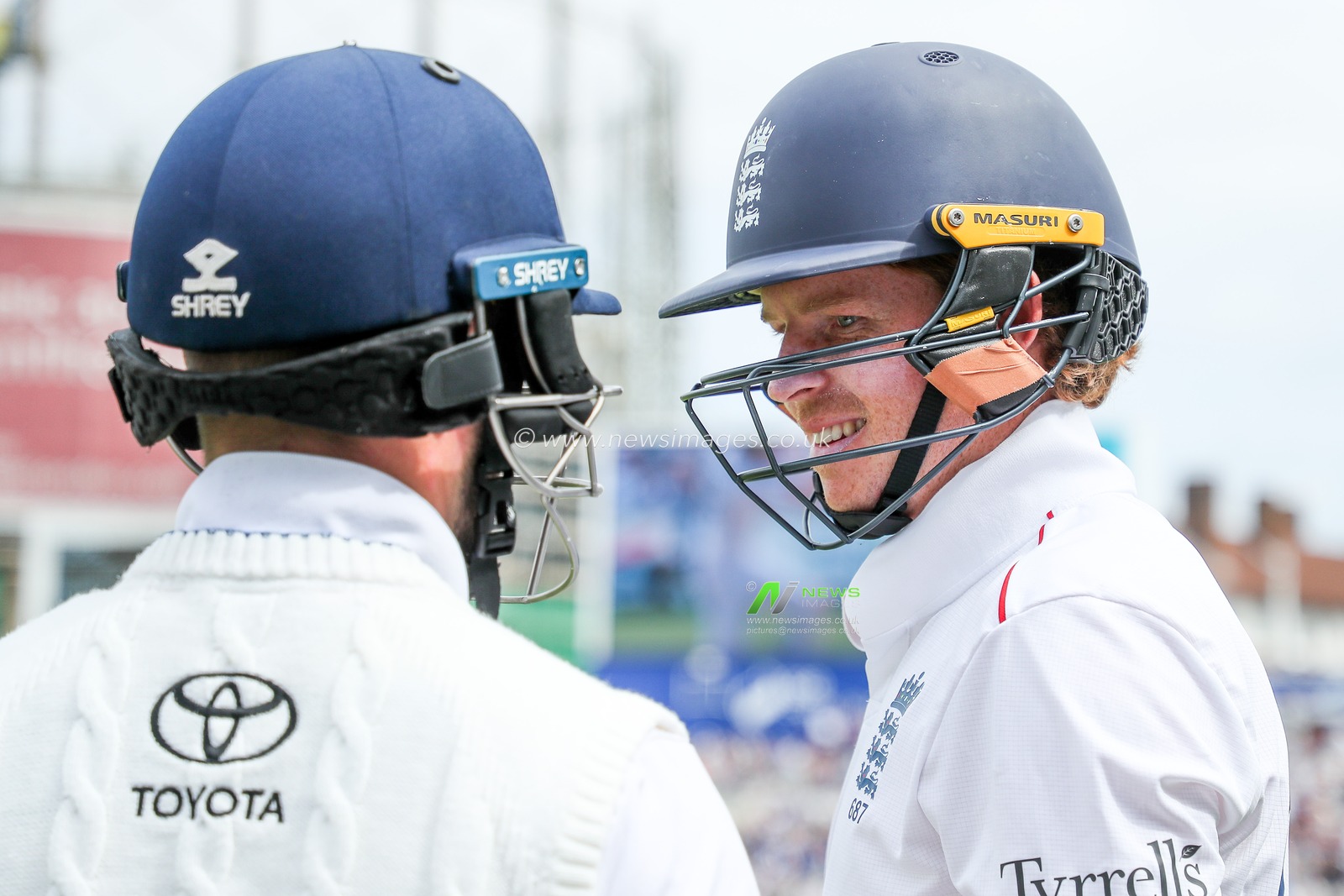 Ben Duckett and Ollie Pope of England take to the field prior to the 5th Rothesay Test Match day 4 England vs India at The Kia Oval, London, United Kingdom, 3rd August 2025

(Photo by Izzy Poles/News Images)