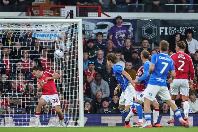Ollie Rathbone of Wrexham clears the ball off the line during the Sky Bet Championship match Wrexham vs Birmingham City at The Racecourse Ground, Wrexham, United Kingdom on 28 August 2026

(Photo by Mark Cosgrove/News Images)