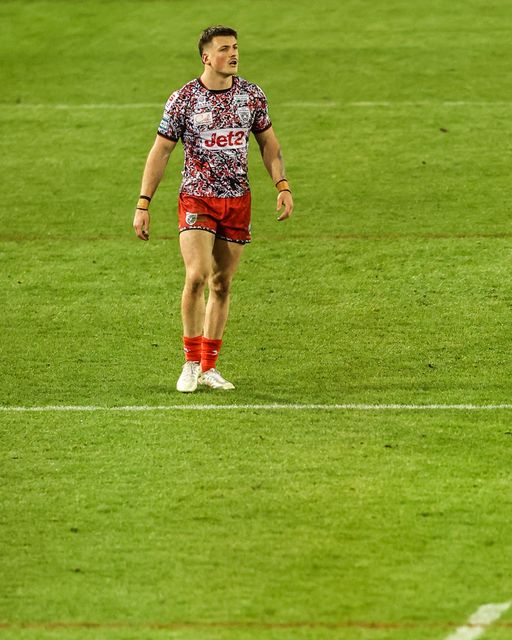 AJ Towse of Leigh Leopards during the Betfred Super League round 9 match Leigh Leopards vs Huddersfield Giants at Leigh Sports Village, Leigh, United Kingdom on 23 April 2026

(Photo by Alfie Cosgrove/News Images)