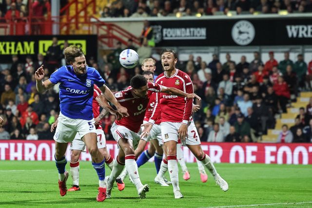 Phil Neumann of Birmingham City scores to make it 1-2 during the Sky Bet Championship match Wrexham vs Birmingham City at The Racecourse Ground, Wrexham, United Kingdom on 28 August 2026

(Photo by Mark Cosgrove/News Images)