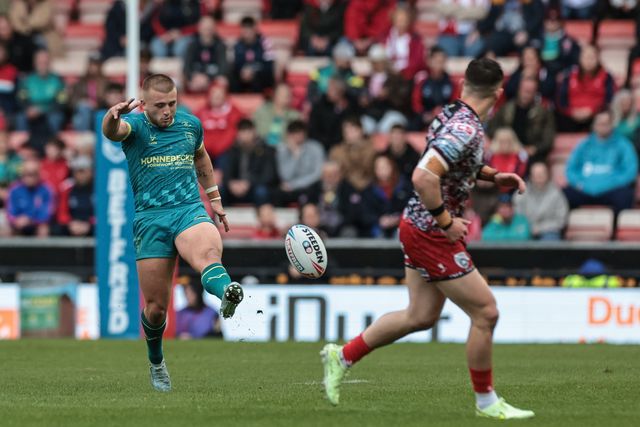 Mikey Lewis of Hull KR kicks up field during the Betfred Super League round 11 match Leigh Leopards vs Hull KR at Leigh Sports Village, Leigh, United Kingdom on 16 May 2026

(Photo by Mark Cosgrove/News Images)