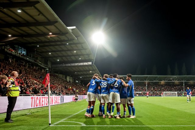 Phil Neumann of Birmingham City celebrates his goal to make it 1-2 with teammates during the Sky Bet Championship match Wrexham vs Birmingham City at The Racecourse Ground, Wrexham, United Kingdom on 28 August 2026

(Photo by Mark Cosgrove/News Images)