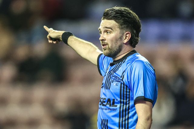 Referee Marcus Griffiths gives instructions during the Betfred Super League round 5 match Wigan Warriors vs York Knights at The Brick Community Stadium, Wigan, United Kingdom on 19 March 2026

(Photo by Alfie Cosgrove/News Images)