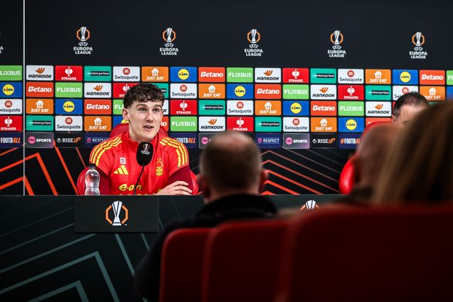 Ryan Yates of Nottingham Forest speaks to the press during the Nottingham Forest pre-match press conference ahead of their UEFA Europa League last 16 match against FC Midtjylland at The Nigel Doughty Academy, Nottingham, United Kingdom on 11 March 2026

(Photo by Alfie Cosgrove/News Images)