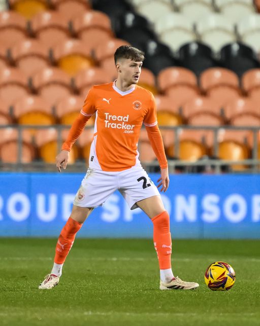 Zac Ashworth of Blackpool in action during the Vertu Trophy match Blackpool vs Aston Villa U21 at Bloomfield Road, Blackpool, United Kingdom, 17th December 2024

(Photo by Craig Thomas/News Images)