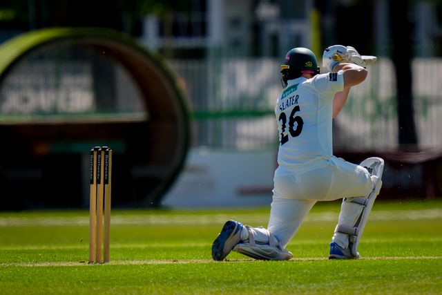 Ben Slater of Nottinghamshire hits the ball for four during Leicestershire County Cricket Club vs Nottinghamshire County Cricket Club in Country Cricket Division One Day 1 at Grace Road, Leicester, United Kingdom on 01 May 2026

(Photo by Maynard Manyowa/News Images)