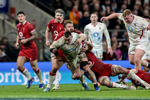 Ben Earl of England is tackled by Tomas Francis of Wales during the Guinness Six Nations 2026 match England vs Wales at Allianz Stadium, Twickenham, United Kingdom on 07 February 2026

(Photo by Mark Cosgrove/News Images)
